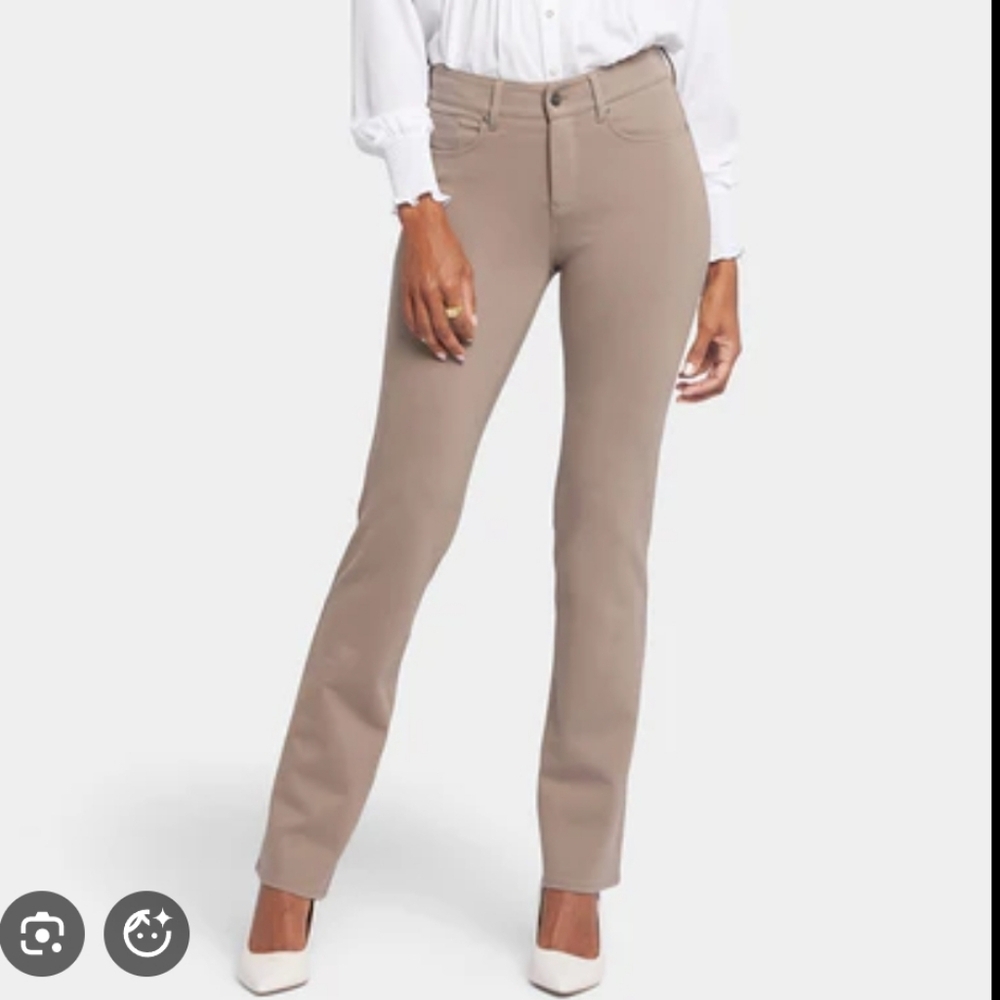NYDJ‎ Marilyn Straight Grayish Tan Jeans Size 6P